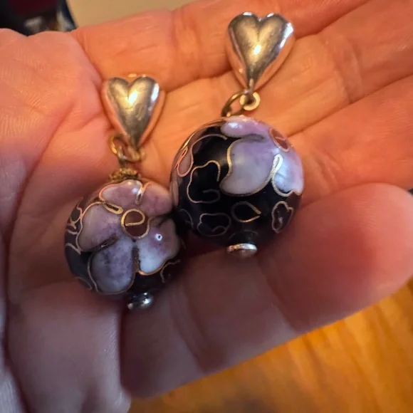 Black cloisonné Rounds, Masha Archer designer earrings